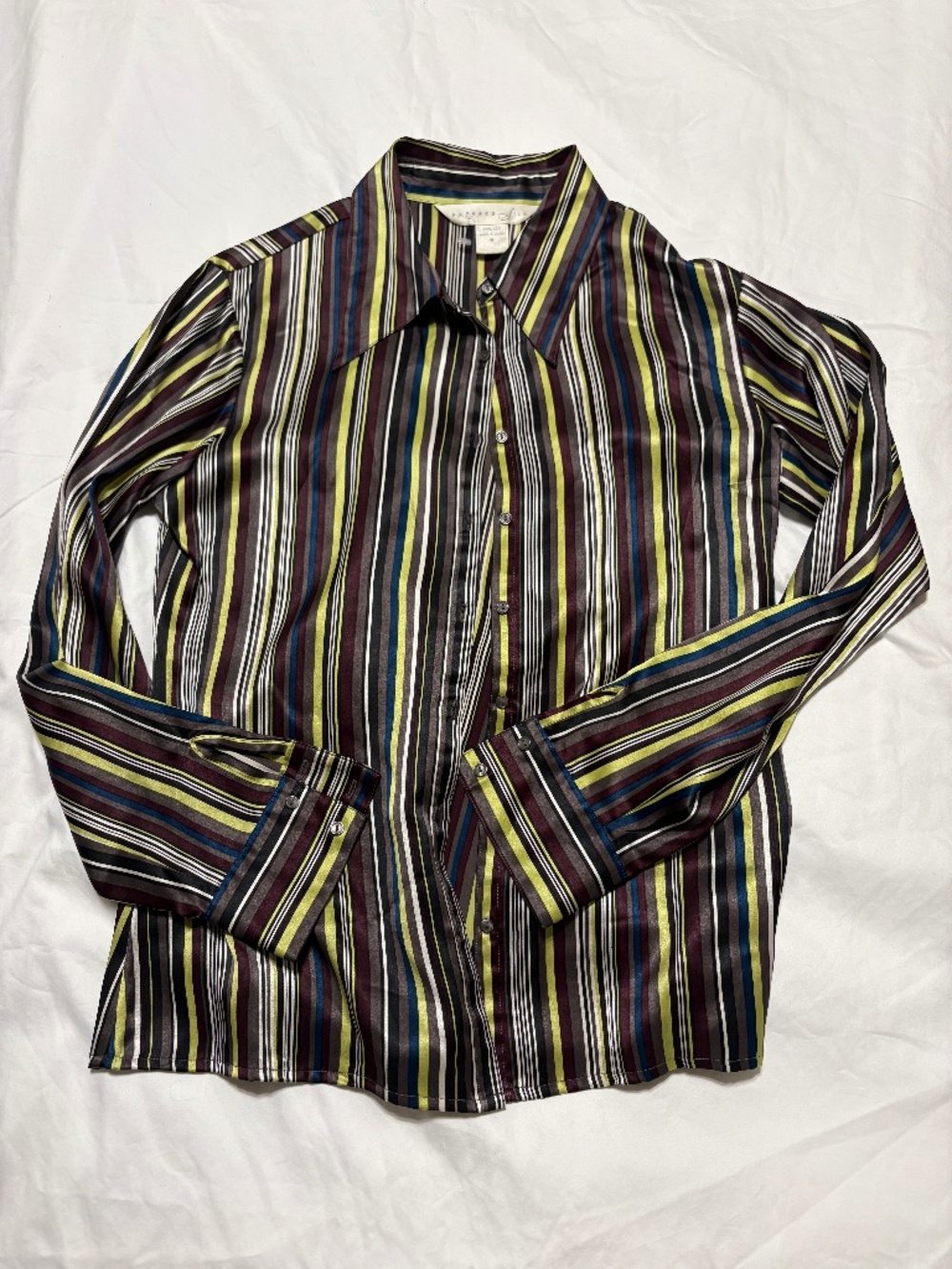 Vintage 1999 Express Silk Striped Button Down Shirt M NWOT Y2K 90s